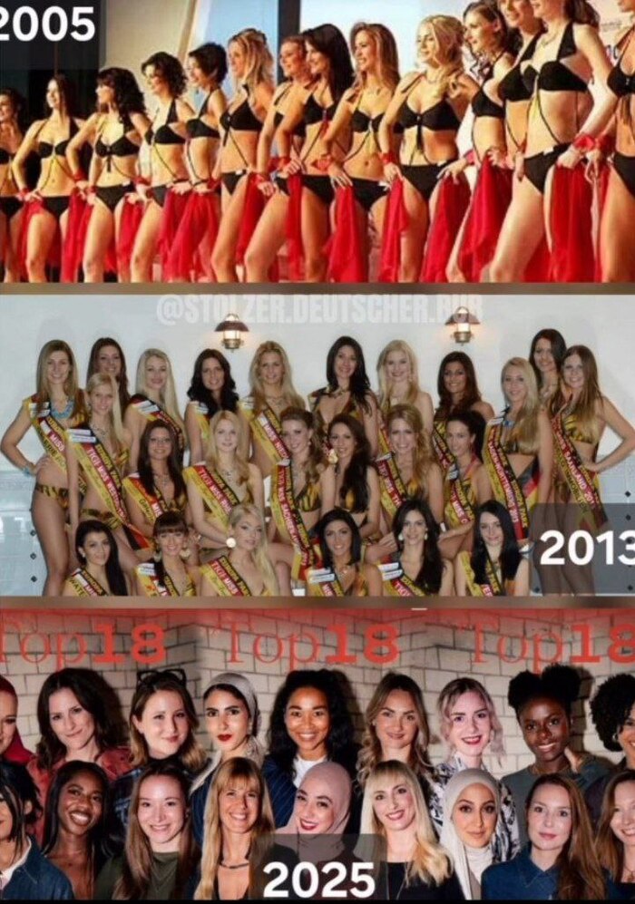 Эволюция финалисток конкурса «Мисс Германия» с 2005 по 2025 год...