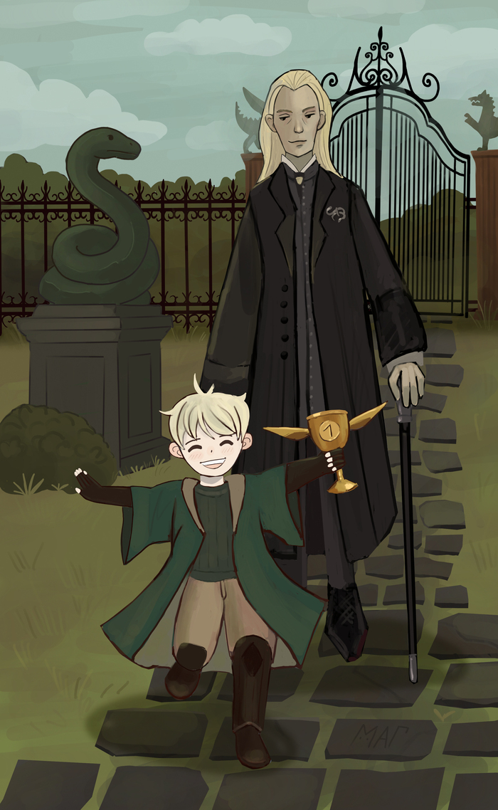 Нарисовала фанарт с маленьким Драко и его папой
