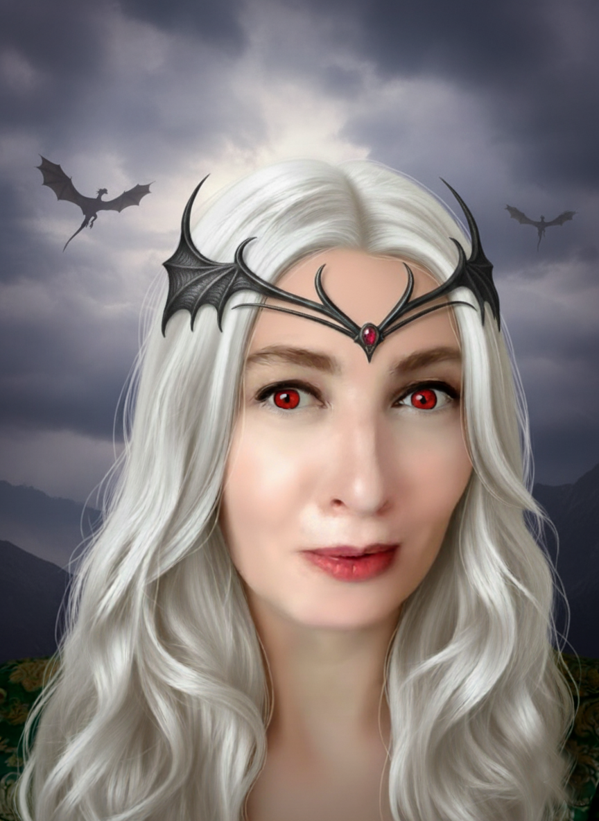 Обработка селфи - Моё, Photoshop, Контент нейросетей, Портрет, Фэнтези, Дракон, Темное фэнтези, Обработка фотографий, Селфи, Фотография, Коллаж, Длиннопост