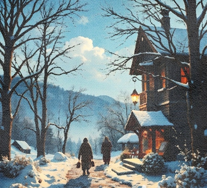 Картина "Зимний вечер" (масло, холст) 2022 год