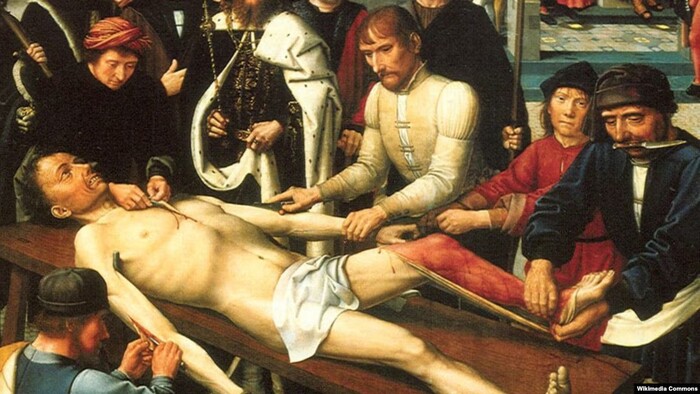 Картина, написанная для зала судебных заседаний в ратуше Брюгге, была призвана напоминать о необходимости судить справедливо. Автор — нидерландский живописец Герард Давид.