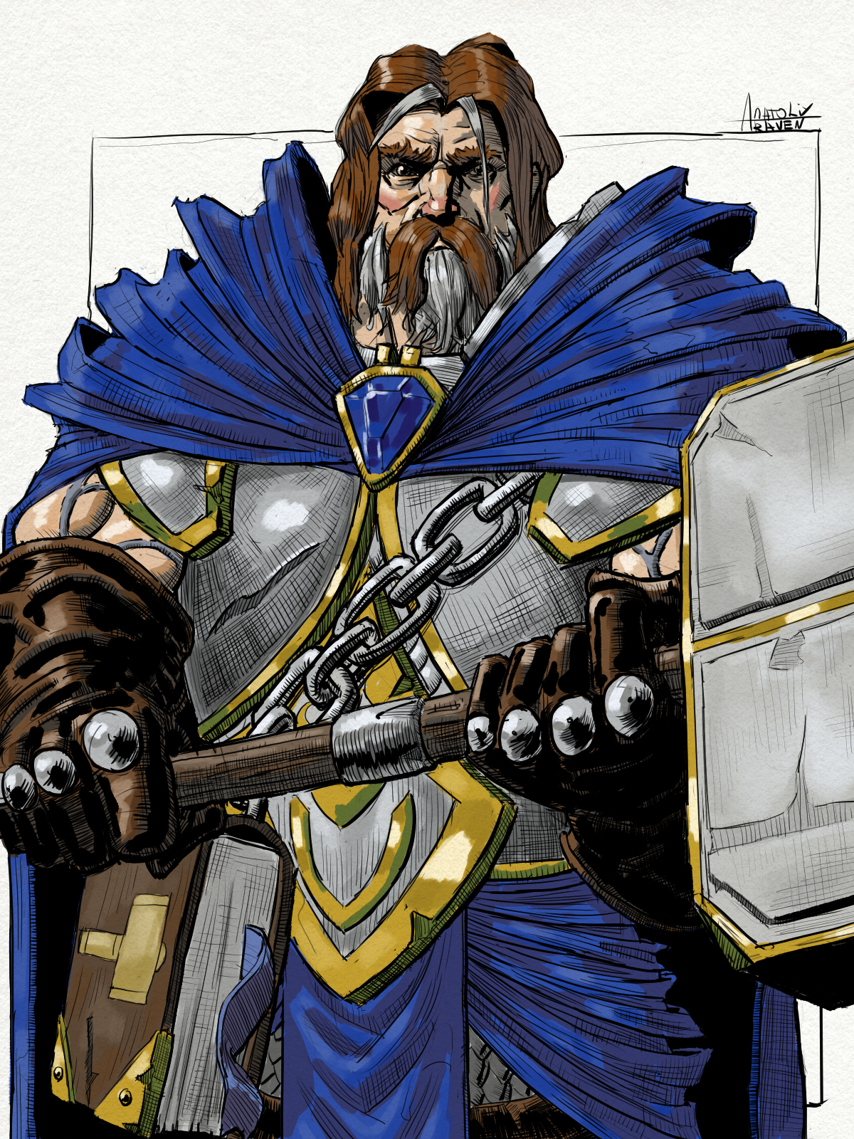 Утер - Моё, Цифровой рисунок, Персонажи, Фэнтези, Warcraft, Утер Светоносный, World of Warcraft