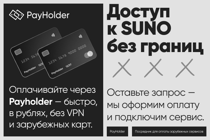 Как оплатить SUNO: быстрый способ из России и Беларуси через Payholder1