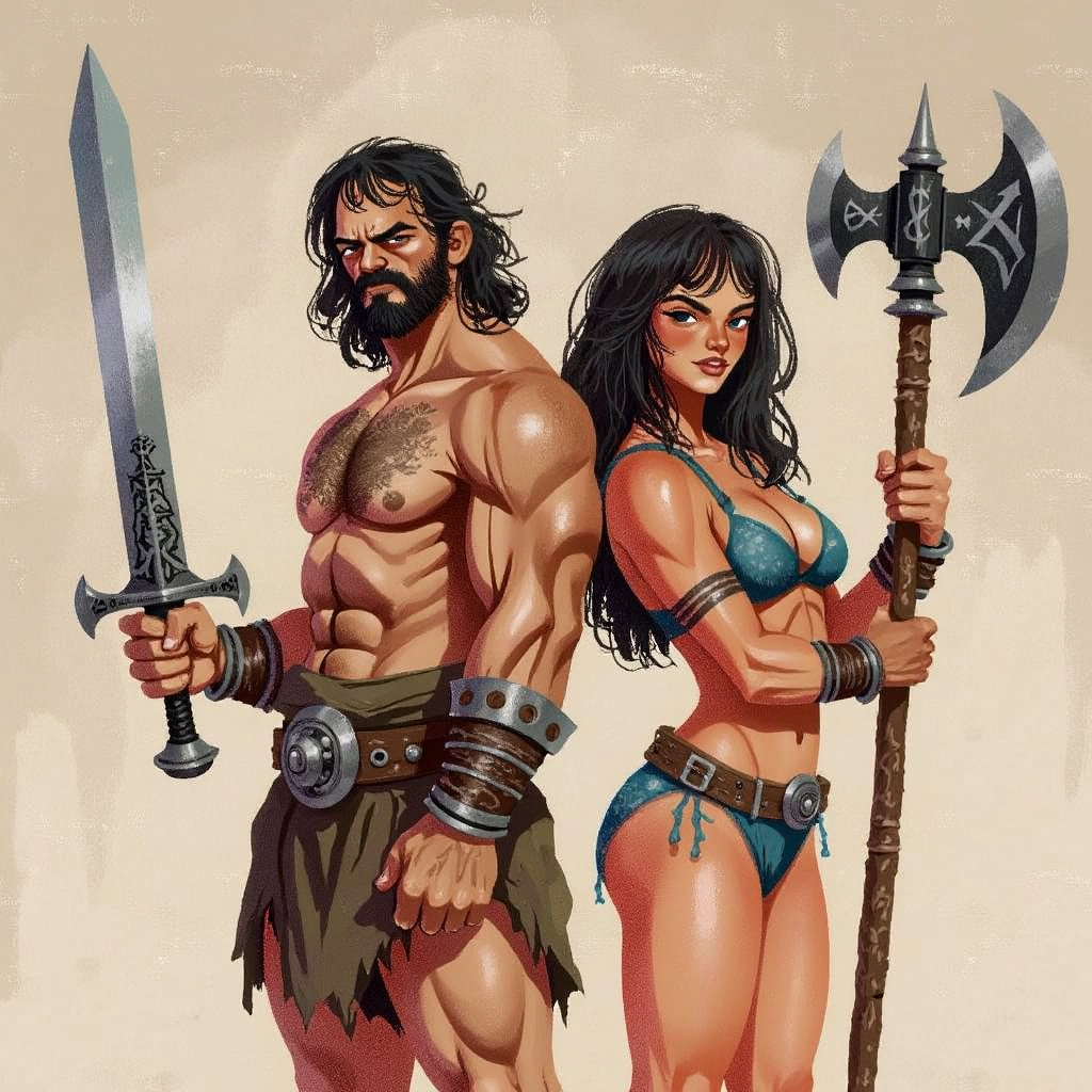 Barbarians - My, Neural Network Content, Neural network art, Pinanoc, Barbarian, Barbarian, Flux, Dungeons & dragons