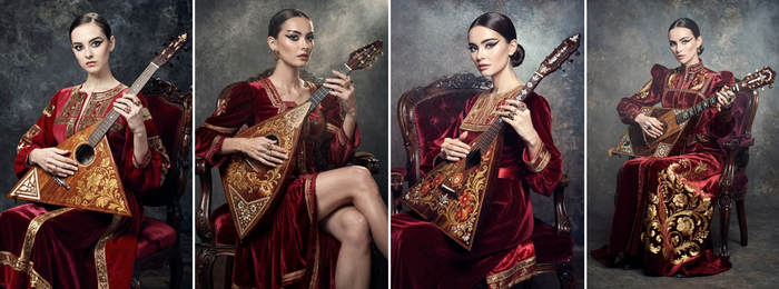 Вот это балалайка! Так выглядит русский национальный костюм и балалайка в мире нейронок. Попробуем уточнить детали.