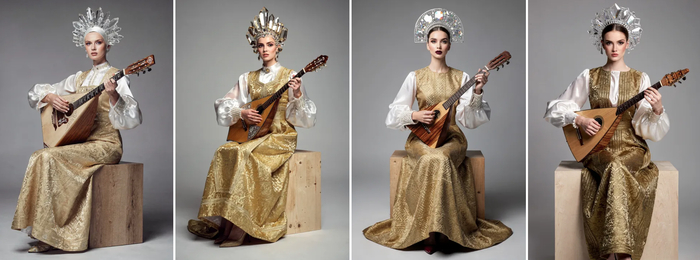 Уже получше! Особенно мне нравится кокошники. Шикарные получились. Но с балалайкой по прежнему проблемы.