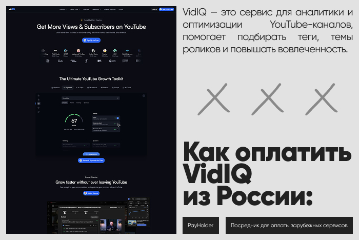 Как оплатить VidIQ из России и Беларуси