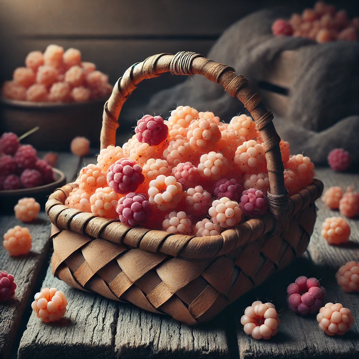 Свежая морошка — северная ягода с редким медово-янтарным вкусом, сочетающим легкую кислинку и теплую сладость. Плотная, ароматная и насыщенная витаминами, она дарит ощущение чистой природы и становится настоящим деликатесом короткого северного лета.