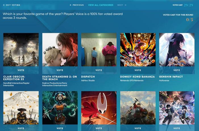     Players' Voice  The Game Awards 2025