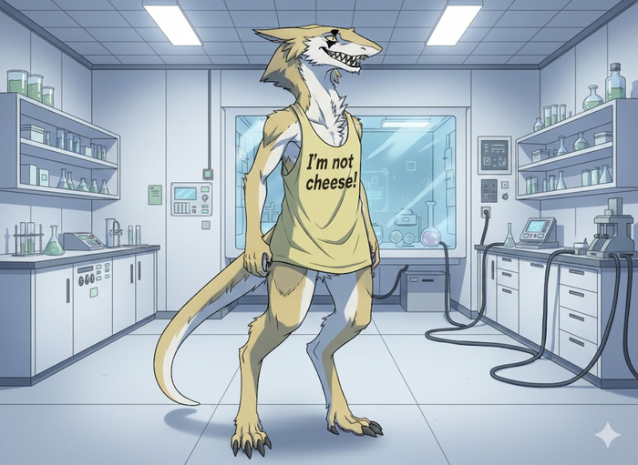 Лучше, чем ГПТ или Леонардо, но есть куча косяков - хвост без кисточки, зубов многовато, руки более человеческие. Может ещё что-то