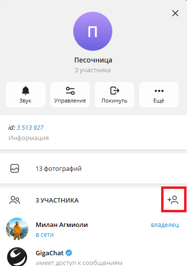 Добавил в свой чат бота Копилота, как пользователя,.