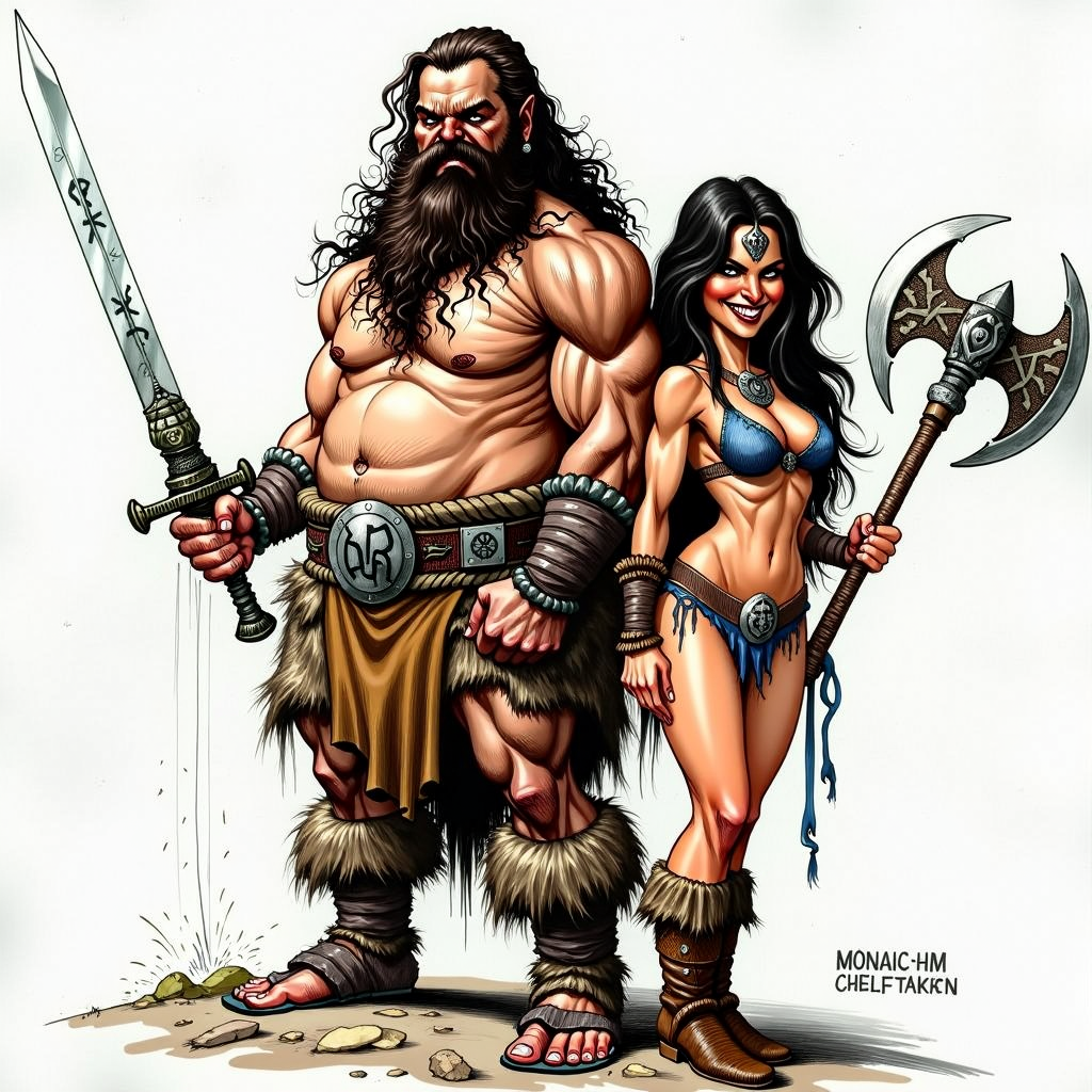 Barbarians - My, Neural Network Content, Neural network art, Pinanoc, Barbarian, Dungeons & dragons, Flux, Barbarian