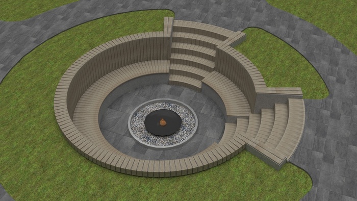 Дерево нейтрального цвета и серая плитка.