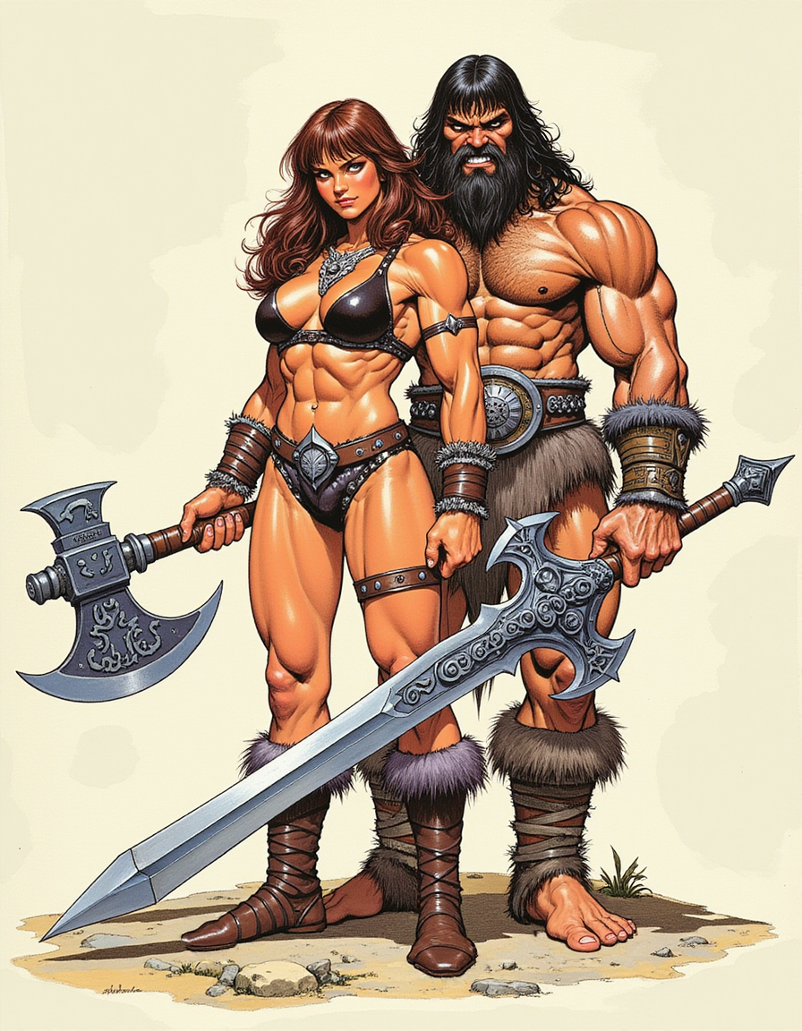 Barbarians - My, Neural Network Content, Neural network art, Pinanoc, Barbarian, Dungeons & dragons, Barbarian, Flux