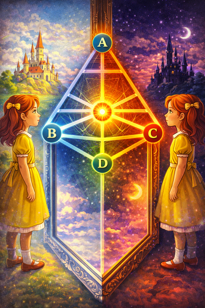 Два устойчивых мира одной сцены: «Алиса в Зазеркалье» как L3-модель лок и трёхполярного замыкания