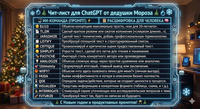 Список сокращённых команд для ChatGPT
