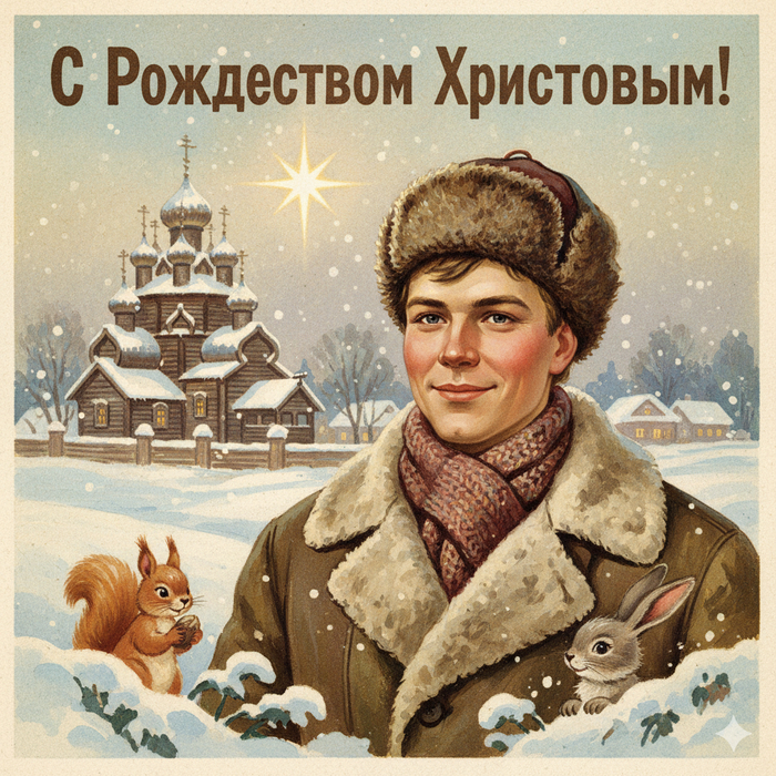 Открытка на Рождество в стиле СССР - настоящий тренд 2026 года