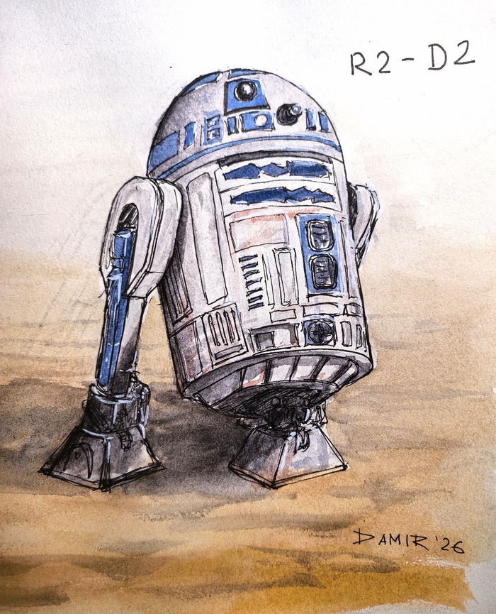 R2-D2, скетч, 18х18