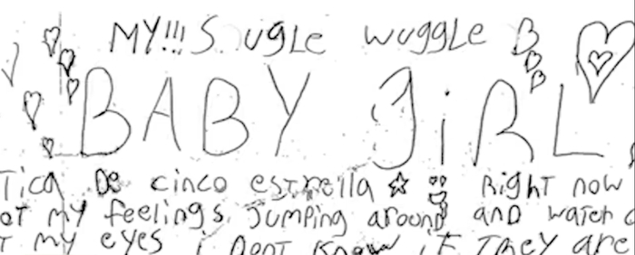 Письмо Хуана после рождения дочери.