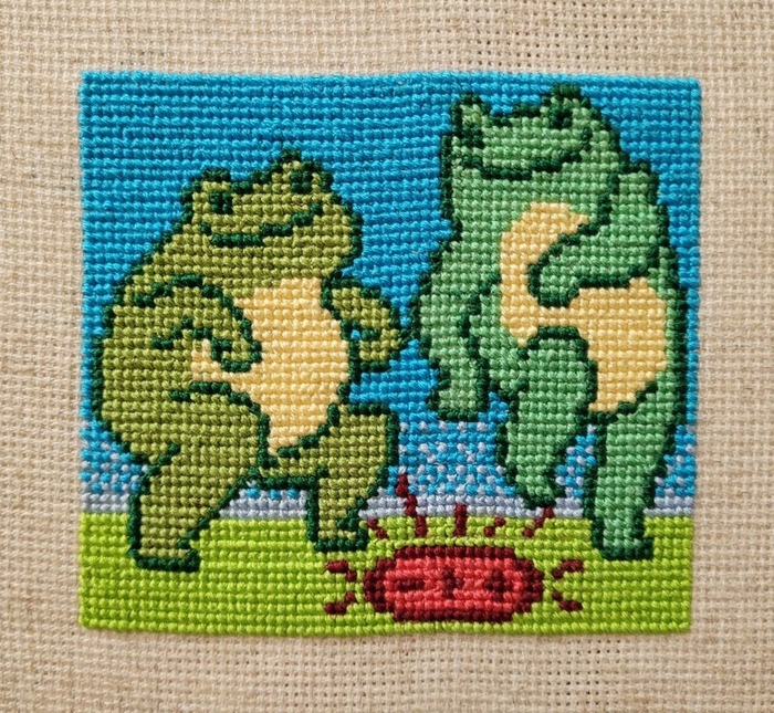 Жабки танцуют. Вышивка