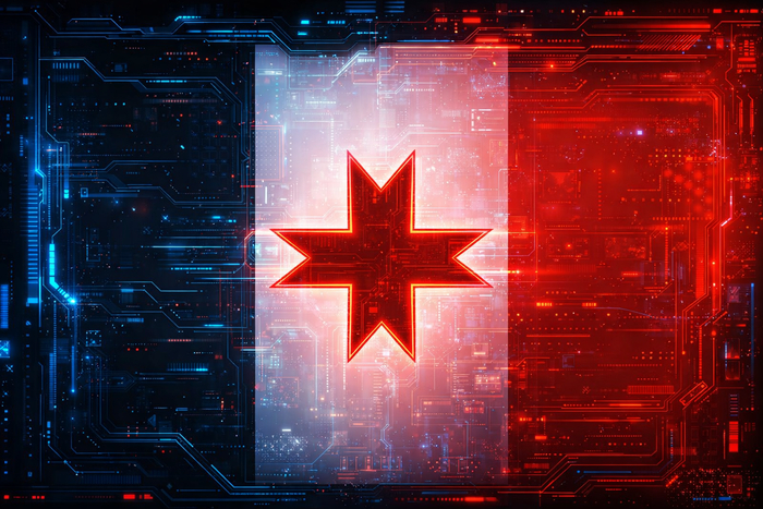 флаг Удмуртии с применением фильтра киберпанк