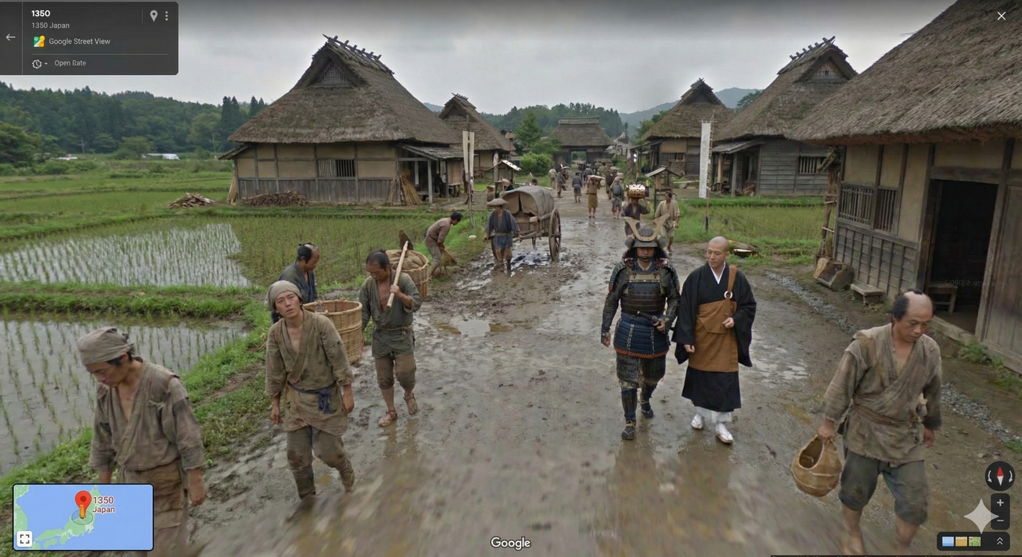 Средневековый Google Street View | Погружение в любую эпоху с помощью нейросетей | Длиннопост - Моё, История (наука), Историческое фото, Япония, Средневековье, Нейронные сети, Длиннопост
