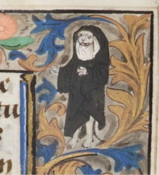 Cat Nun (��� � ���������, "�����-��������") �� Horae beatae Virginia Mariae ad usum Romanum, cum calendario, State Library Victoria, 096 R66HF, folio 99r