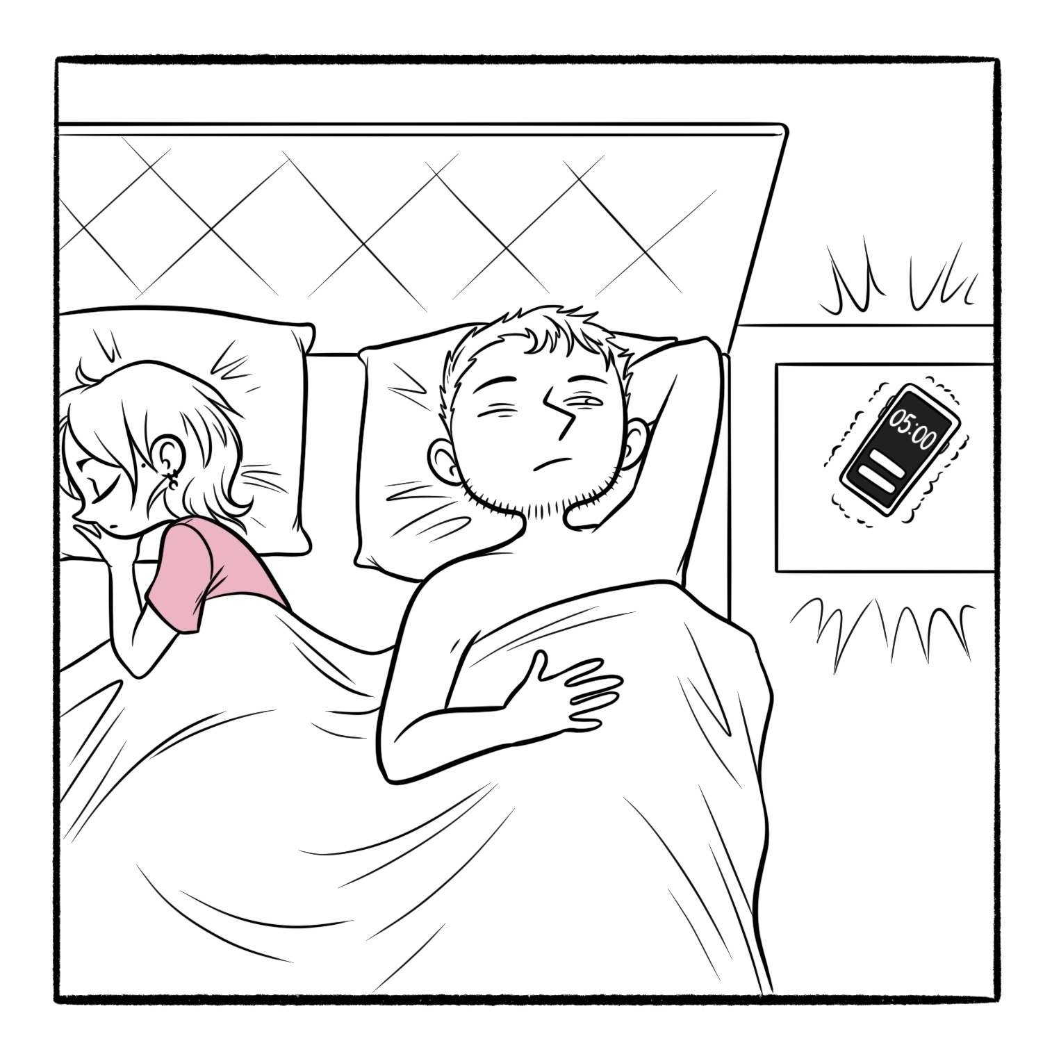 Morning - Series Vikas squiggles, My, Vikrigri, Art, Author's comic, Comics, Illustrations, Dream, Hugs, Work days, Longpost