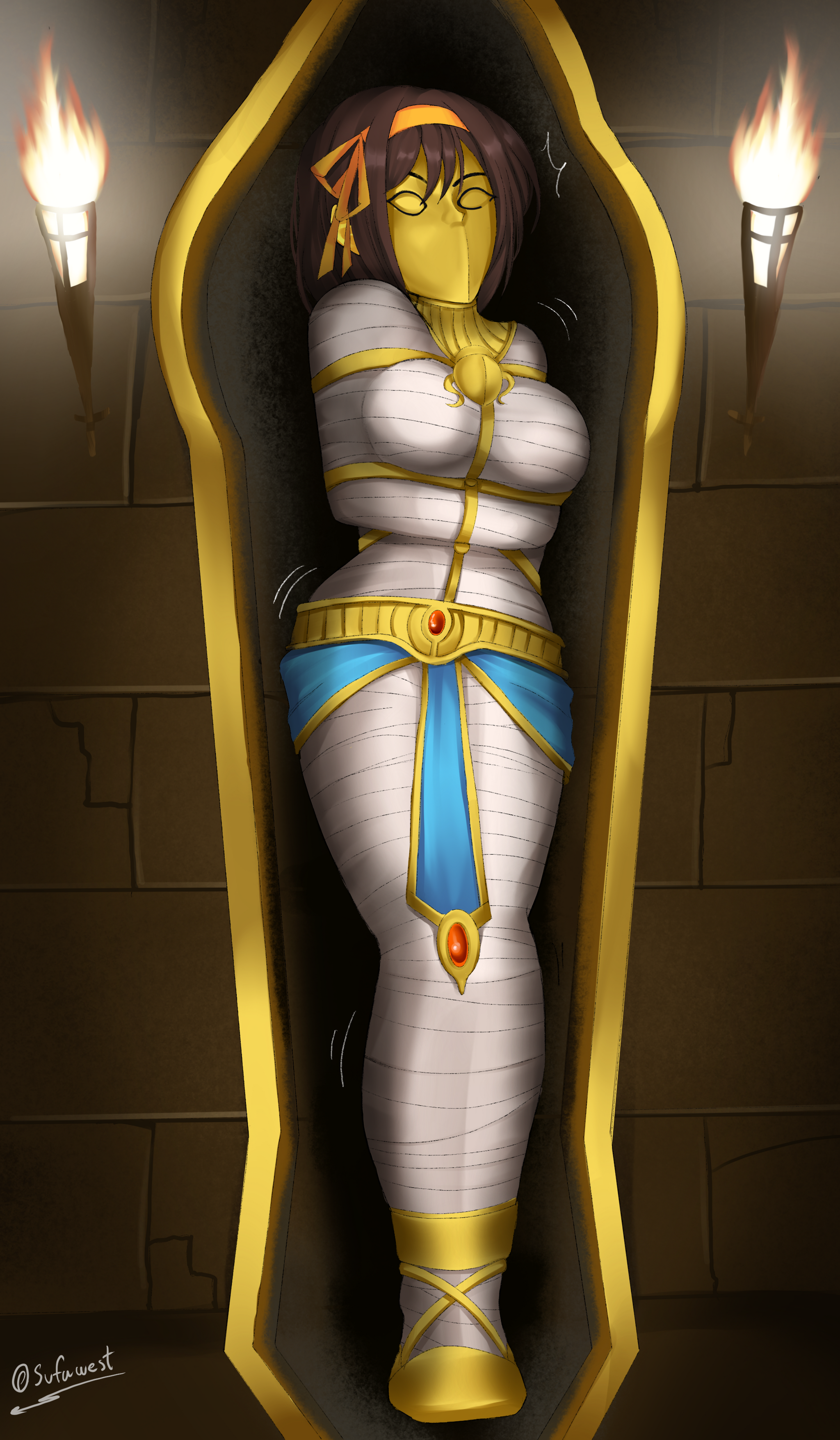 Ваша посылка. Одна египетская богиня, как и заказывали. Оплачивать будете? - Аниме, Anime Art, Suzumiya Haruhi, Suzumiya Haruhi no Yuuutsu