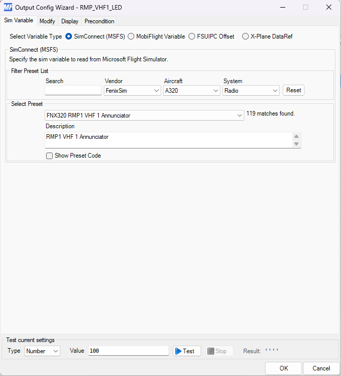 ������ ��� ���������� ������� ��������������� ��� ������� VHF1