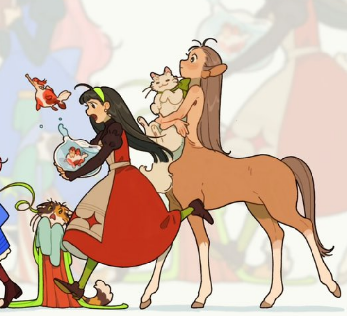 Парад - Серия Девочкикентавры, Аниме, Anime Art, Monster Girl, Кентавр, Original Character, Русалка, Animal Ears