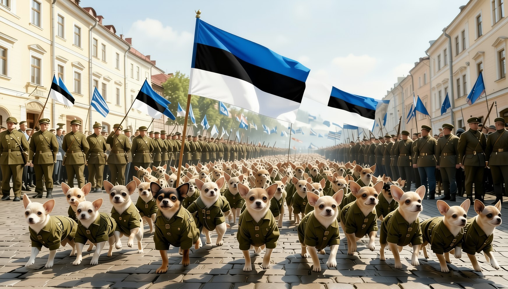 Ответ на пост «Глава МИД Эстонии Цахкна пригрозил перенести войну в Россию» - Моё, Эстония, Чихуахуа, Юмор, Ответ на пост, Контент нейросетей, Политика