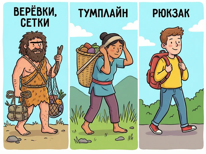 Ранний способ переноски груза с помощью ремня