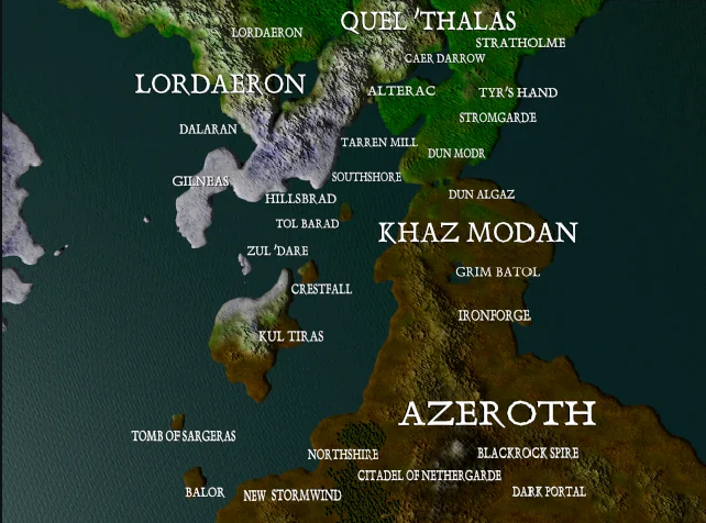 Но для начала, давайте просто посмотрим как выглядела карта мира на момент выхода второй части. Как же похорошел Азерот после)