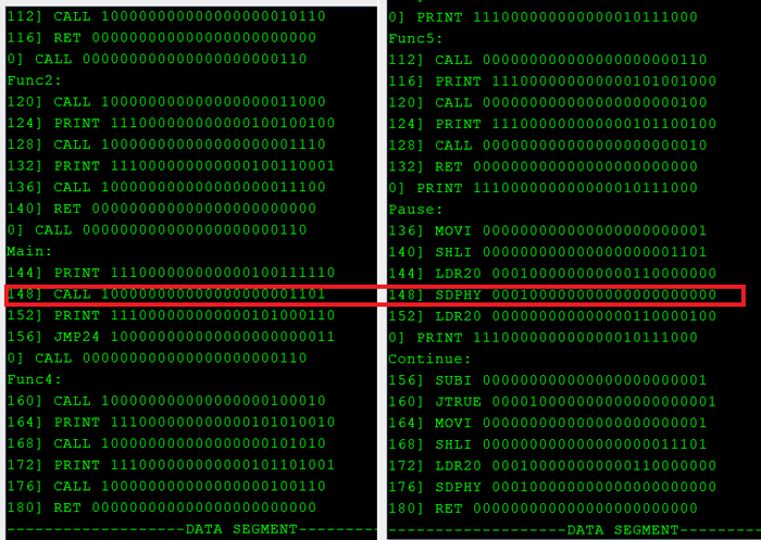 Просмотр результата компиляции в 3o|||sheet. Одна программа - разные адреса ее компонентов.