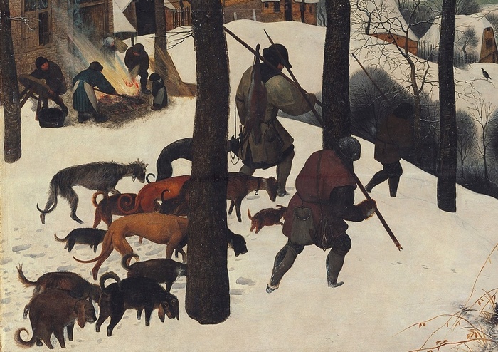 Тушение пожара. Фрагмент картины Питера Брейгеля Старшего «Охотники на снегу», 1565