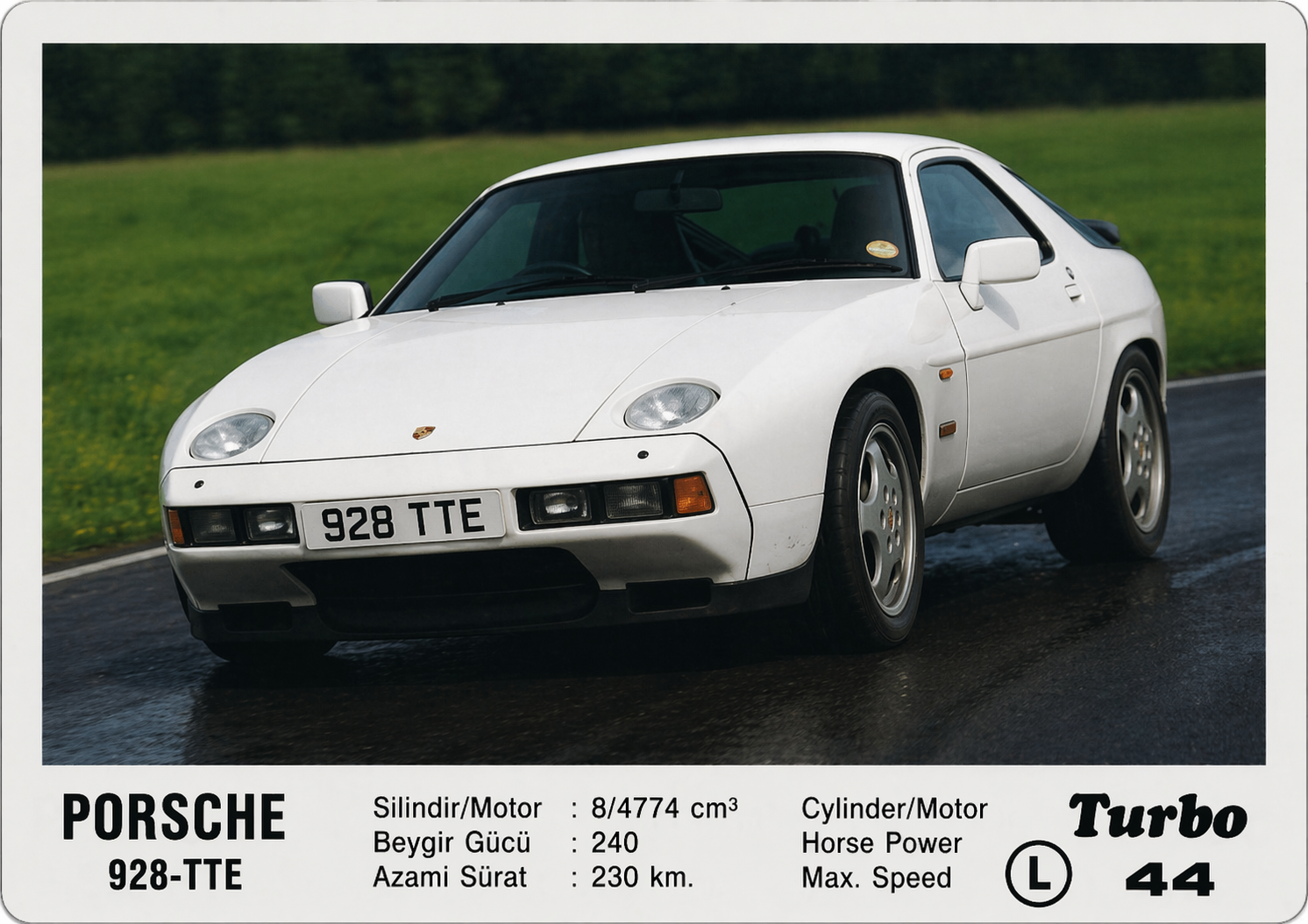 Вкладыш №44 — Porsche 928-TTE, восстановленное изображение