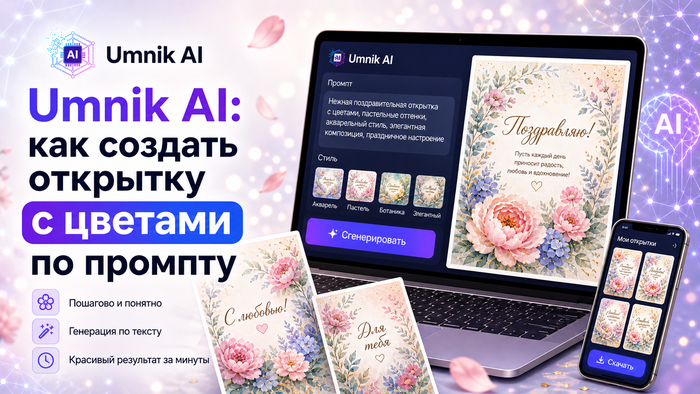 Чем подробнее промпт, тем точнее открытка с помощью ИИ