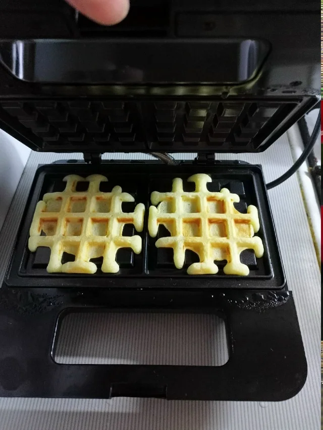 Waffle iron - My, Breakfast, Good mood, Sweets, Recipe, Waffles, Waffle iron, Longpost
