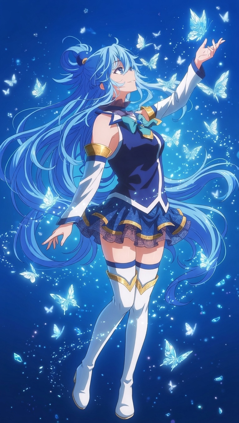Beautiful and unrivaled - Series My anime is real, Neural Network Content, Anime, Anime art, Aqua, Konosuba