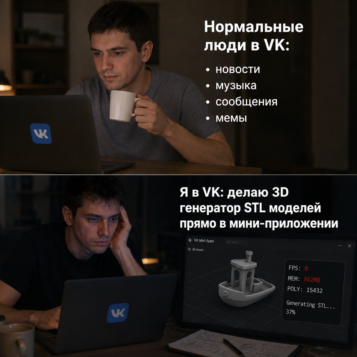 Normal people are on VK - I'm making an STL model generator there. - My, In contact with, 3D, Stl, Programming, Webgl, Development of, Memes, 3D печать, Browser, Technologies