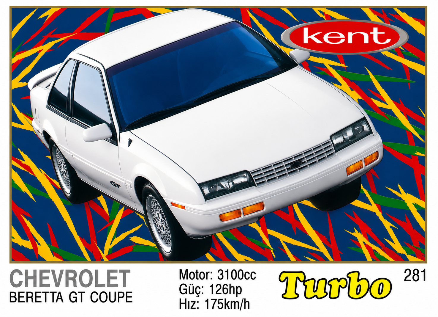 Вкладыш №281 — Chevrolet Beretta GT Coupe, восстановленное изображение