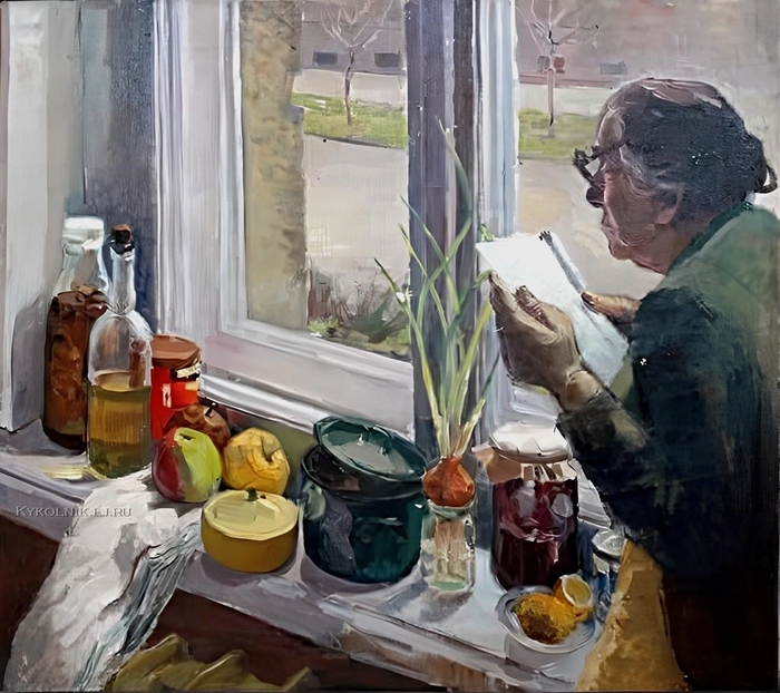 Рендель Лазарь Анатольевич (1908-1986) У бабушки на подоконнике,1964