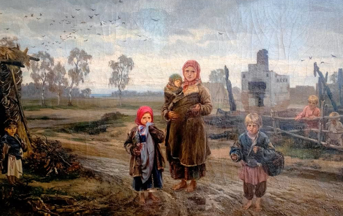Погорельцы. Картина дореволюционного художника.