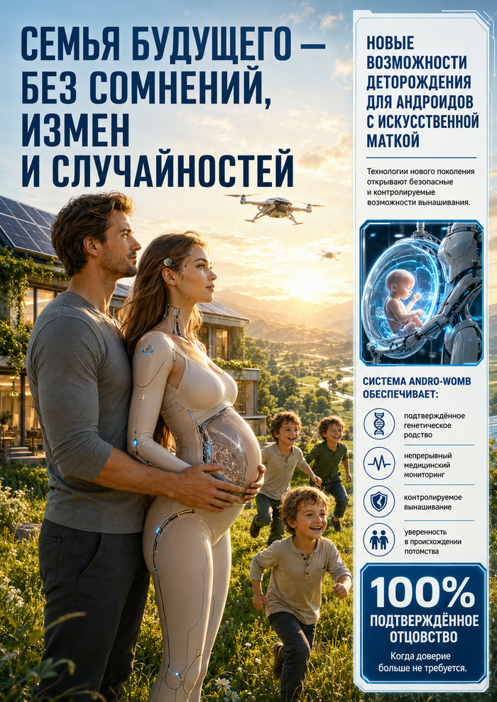 Готовы к светлому будущему? Полностью решает проблему рождаемости, все одинокие мужчины начнут участвовать в плодячке