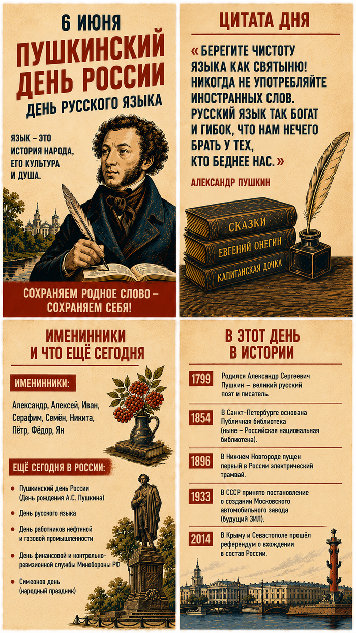 Плакат дня 06.06.2026 День Русского языка