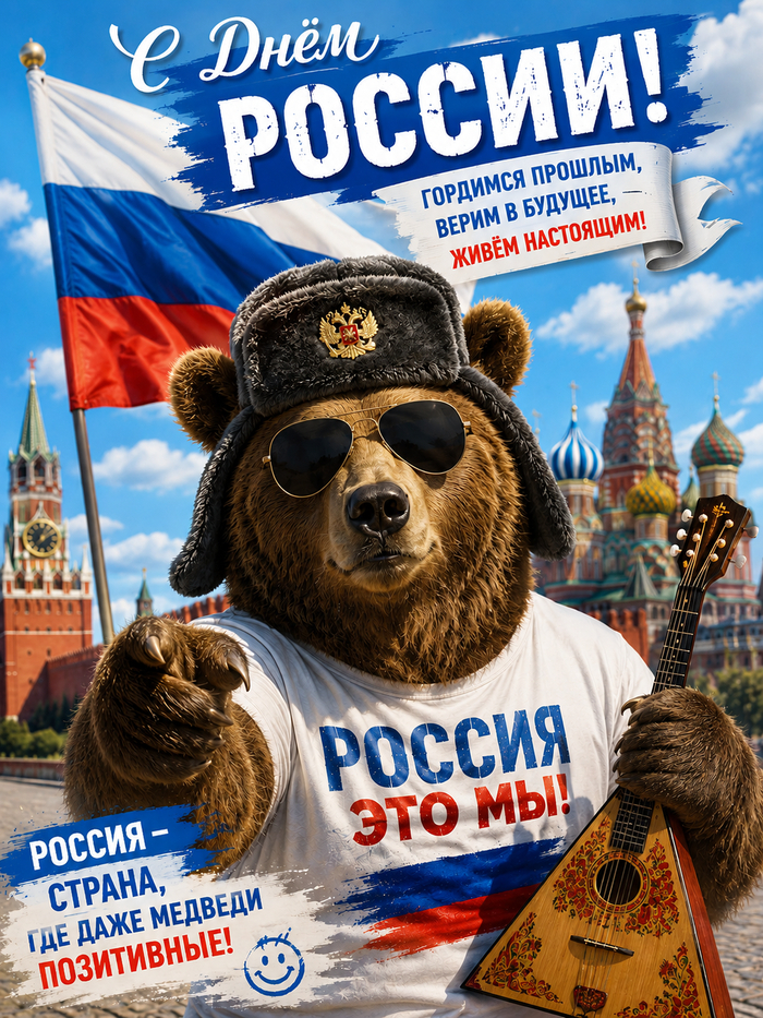 Прикольная открытка с Днем России