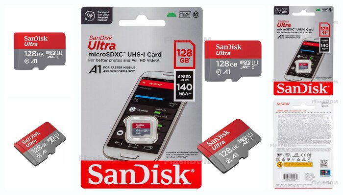 Карта памяти SanDisk microSDXC 128 ГБ Ultra Class 10, UHS-I, U1, A1 (140 Mb/s)