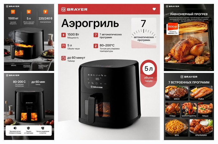 ��������� BRAYER, 7 ��������, ��������1500 ��, 5 �, t, ������� �������, ������, LCD-�������, 1 ���