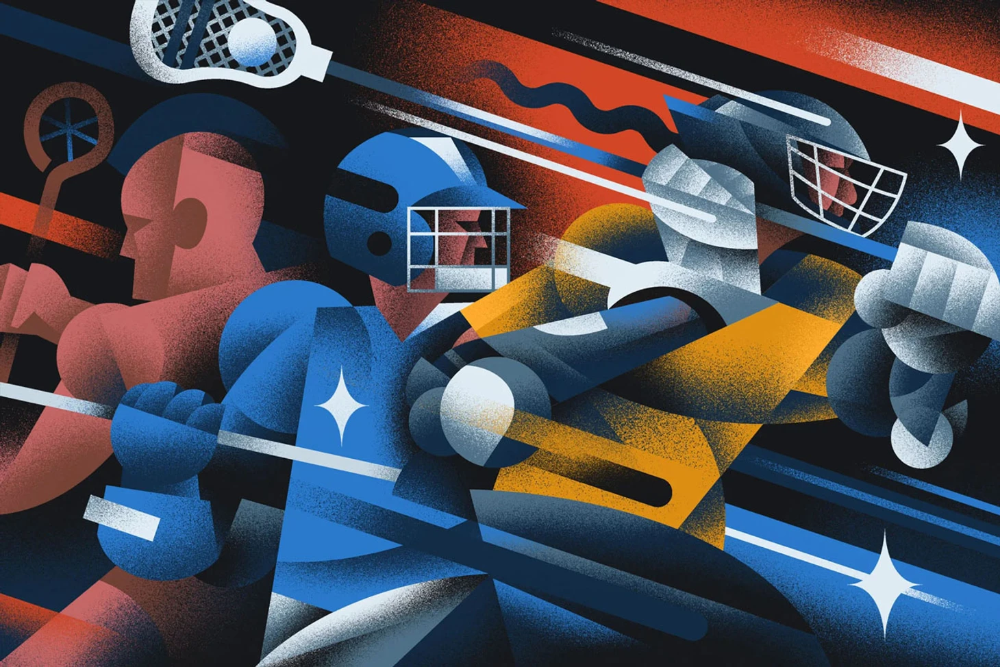 Lacrosse and stickball in art: painting, graphics - Series Lacrosse in Russia, My, Lacrosse, Painting, Art, Longpost